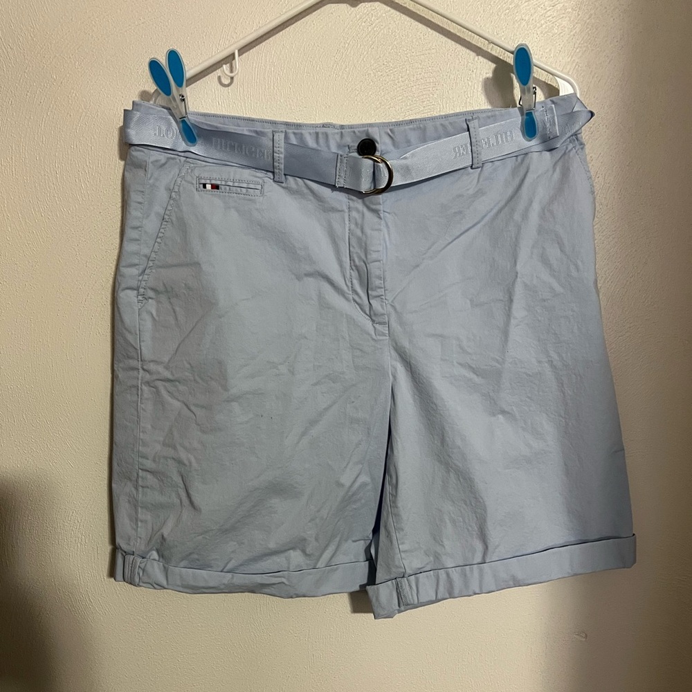 TOMMY HILFIGER Classic Every Day Chino Short with Belt Baby Blue Women's Size 12
